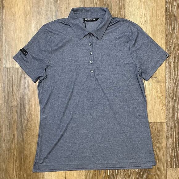 Travis Mathew L Short Sleeve Oceanside Heather Gray Golf Polo Pembina Logo NWT! - Picture 1 of 6